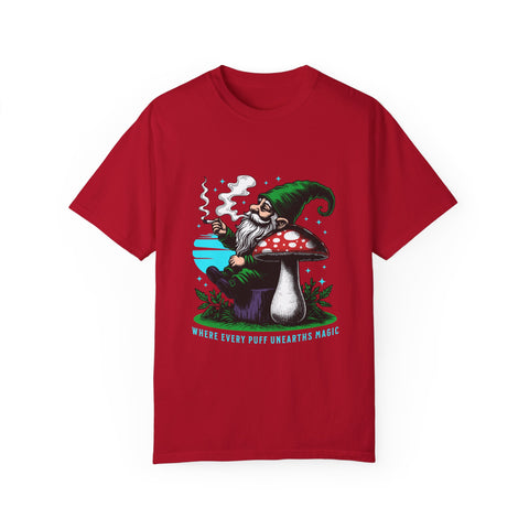 Magic Gnome T-shirt - Where Every Puff Unearths Magic | Unisex Garment-Dyed Tee for Nature Lovers