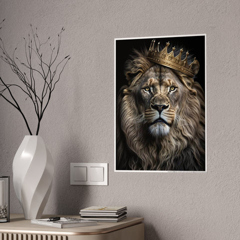 Majestic Lion Wall Art - Crowned Warrior Gloss Poster