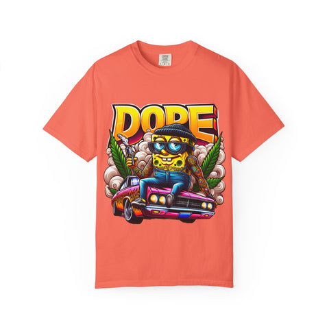 Unisex Garment-Dyed T-Shirt - Cool Cartoon ‘DOPE’ Design