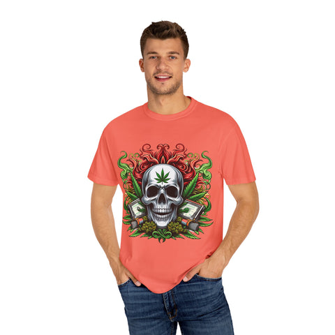 Unisex Skull & Cannabis Graphic T-Shirt - Edgy Streetwear Style