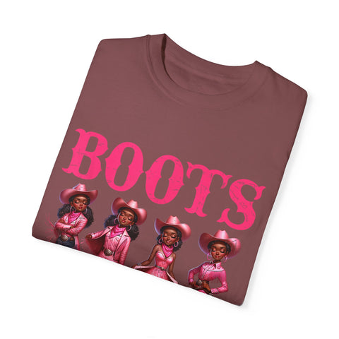 Unisex Garment-Dyed T-shirt: "Boots on the Ground" Vintage Western Style Tee