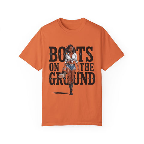 Unisex Garment-Dyed T-shirt - 'Boots on the Ground' Graphic Tee