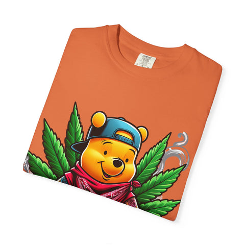 Hipster Bear T-Shirt - Unisex Garment-Dyed Tee with Cannabis Design