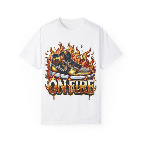 Unisex Garment-Dyed T-Shirt - 'On Fire' Graphic Tee for Sneaker Enthusiasts