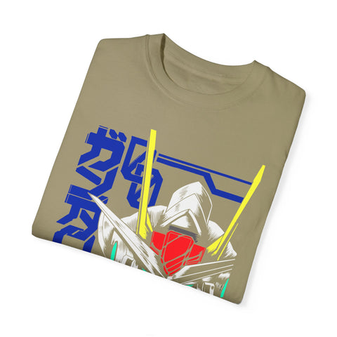 Anime-Inspired Unisex Garment-Dyed T-Shirt - Mecha Design