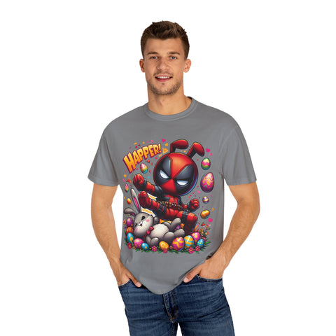 Funny Deadpool Easter T-Shirt - Unisex Garment-Dyed Tee for Comic Fans