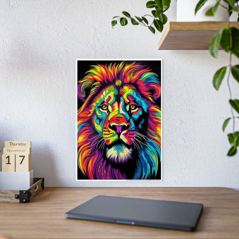 Vibrant Lion Gloss Poster - Colorful Wall Art for Animal Lovers