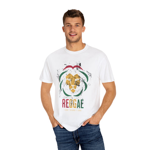 Reggae Lion Unisex Garment-Dyed T-Shirt - I Red I Blood I Love