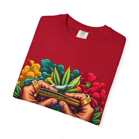 Vibrant Cannabis Lover's T-Shirt - Unisex, Garment-Dyed with Artistic Design