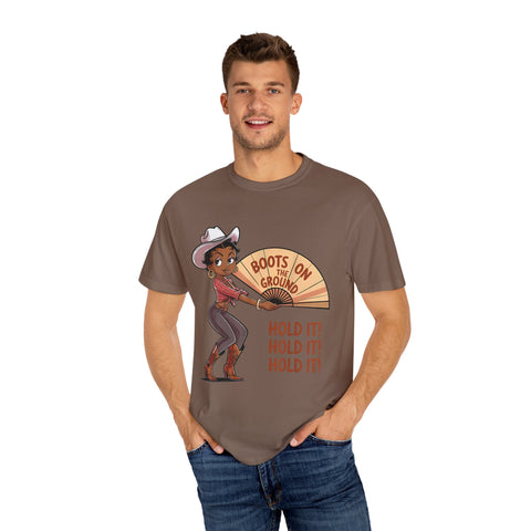 Boots on the Ground Unisex T-Shirt - Rustic Cowboy Vibe, Perfect for Festivals and Casual Outings