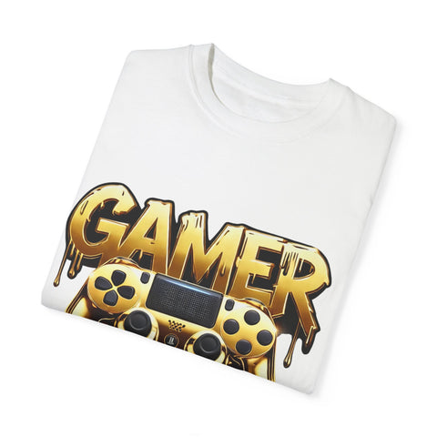 Gamer Gold Drip T-Shirt – Unisex Garment-Dyed Tee for Gaming Enthusiasts