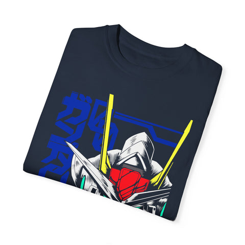 Anime-Inspired Unisex Garment-Dyed T-Shirt - Mecha Design