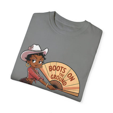 Boots on the Ground Unisex T-Shirt - Rustic Cowboy Vibe, Perfect for Festivals and Casual Outings