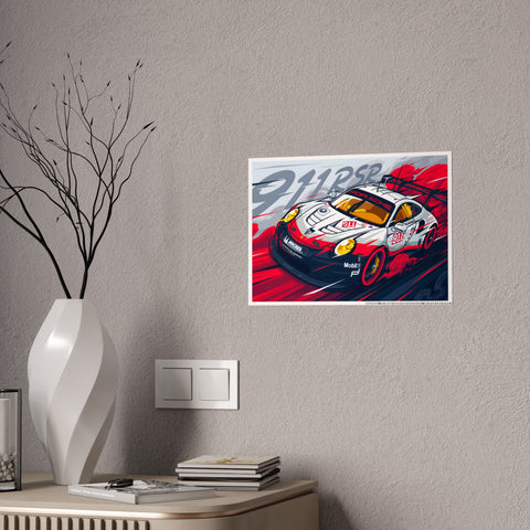 Porsche 911RSR Glossy Art Poster - Racing Wall Decor for Car Enthusiasts