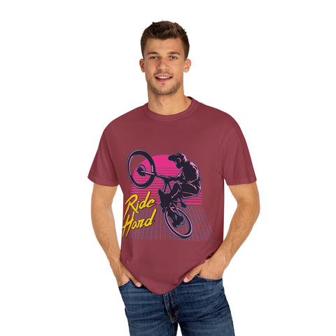 Ride Hard Unisex Garment-Dyed T-Shirt - Perfect for Cyclists & Outdoor Enthusiasts