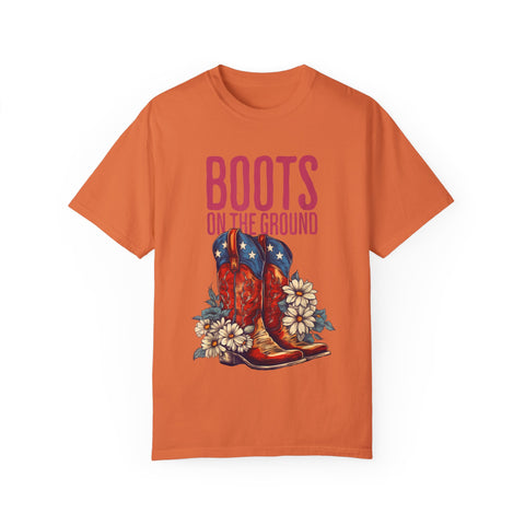 Vintage Western Boots Graphic T-Shirt - "Boots on the Ground"