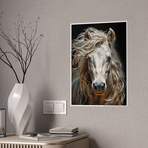 Majestic White Horse Gloss Poster - Inspirational Wall Art for Animal Lovers