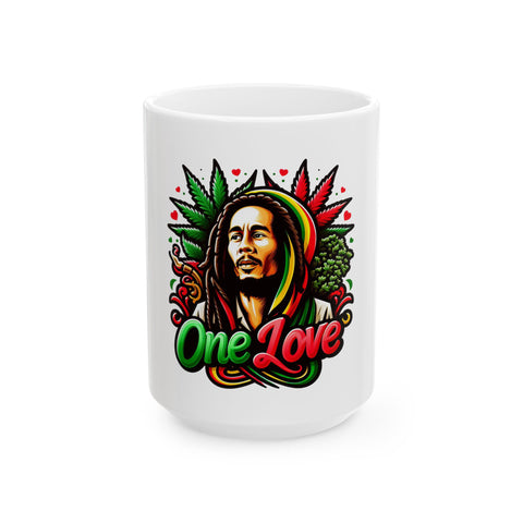One Love Ceramic Mug - 11oz & 15oz | Perfect Gift for Music Lovers & Hippie Vibes