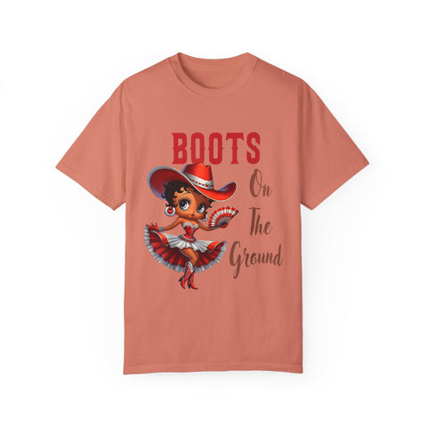 Boots On The Ground Unisex Garment-Dyed T-Shirt - Fun Western Style Tee for Festival Season