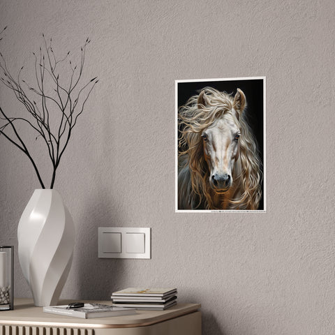 Majestic White Horse Gloss Poster - Inspirational Wall Art for Animal Lovers