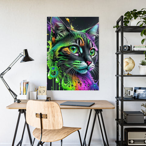 Vibrant Cat Gloss Poster - Colorful Art Print for Cat Lovers