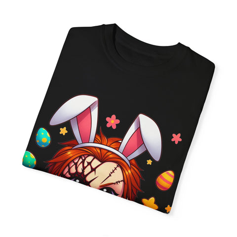 Cute Chucky Easter T-Shirt - Unisex Garment-Dyed Tee for Horror Fans