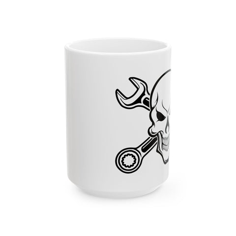Skull Wrench Ceramic Mug - 11oz/15oz | Perfect Gift for Mechanics and DIY Enthusiasts