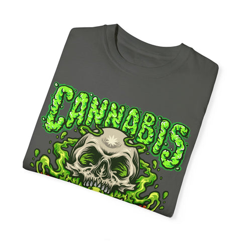 Skull & Cannabis Unisex Garment-Dyed T-Shirt - Unique Graphic Tee for Weed Enthusiasts