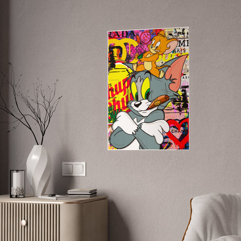 Retro Cartoon Gloss Poster - Tom & Jerry Art Print for Home Decor
