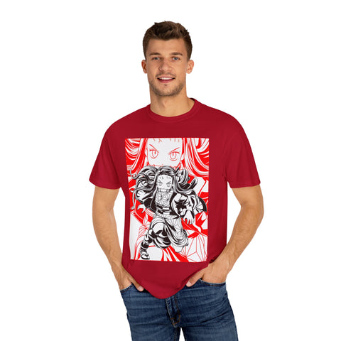 Anime-Inspired Unisex Garment-Dyed T-Shirt - Bold Character Design