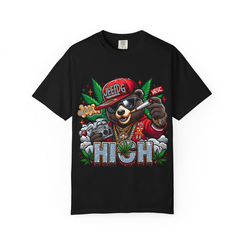 Hip Hop Bear Graphic T-Shirt - Unisex Cool Streetwear for Cannabis Lovers