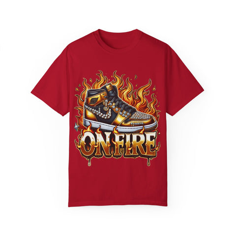 Unisex Garment-Dyed T-Shirt - 'On Fire' Graphic Tee for Sneaker Enthusiasts