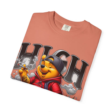 High Vibes Unisex Garment-Dyed T-shirt with Cartoon Bear Design