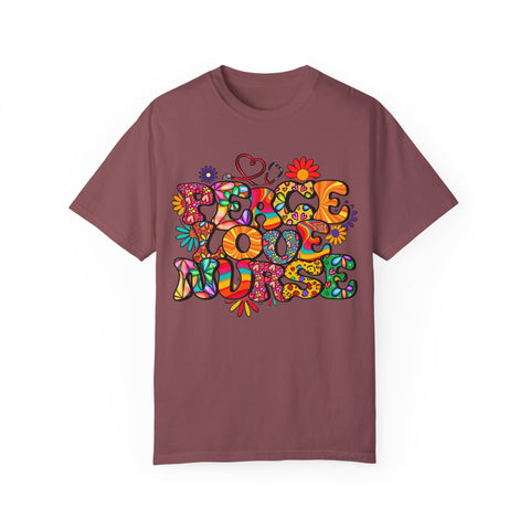 Peace Love Music Unisex Garment-Dyed T-shirt