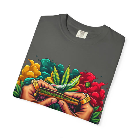 Vibrant Cannabis Lover's T-Shirt - Unisex, Garment-Dyed with Artistic Design