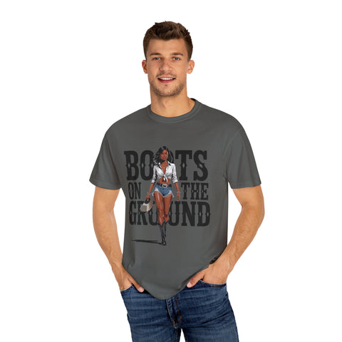 Unisex Garment-Dyed T-shirt - 'Boots on the Ground' Graphic Tee