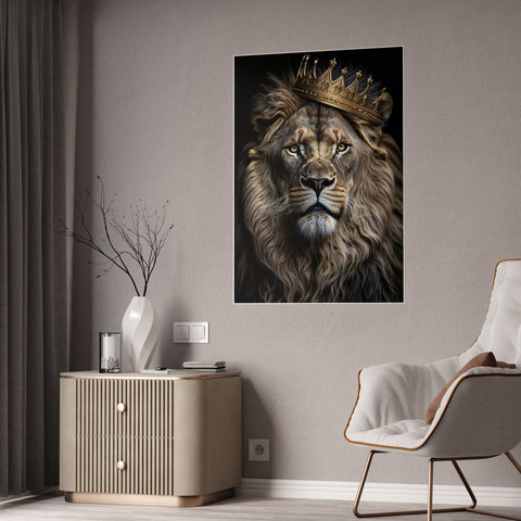 Majestic Lion Wall Art - Crowned Warrior Gloss Poster