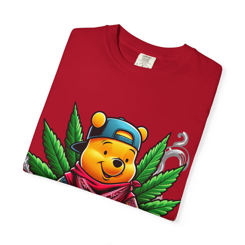 Hipster Bear T-Shirt - Unisex Garment-Dyed Tee with Cannabis Design