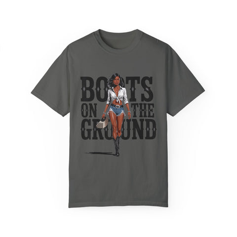Unisex Garment-Dyed T-shirt - 'Boots on the Ground' Graphic Tee
