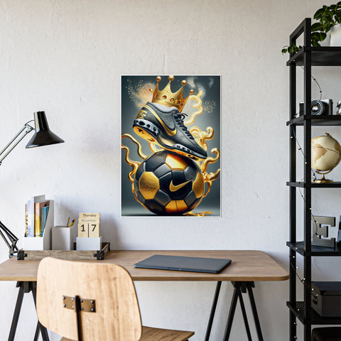 Sporty Crowned Soccer Gloss Poster - Perfect for Sports Fans