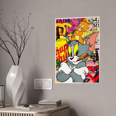 Retro Cartoon Gloss Poster - Tom & Jerry Art Print for Home Decor
