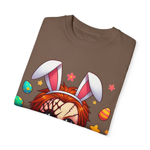 Cute Chucky Easter T-Shirt - Unisex Garment-Dyed Tee for Horror Fans