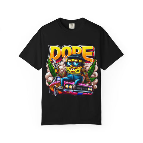 Unisex Garment-Dyed T-Shirt - Cool Cartoon ‘DOPE’ Design