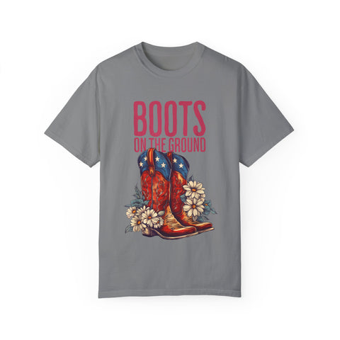 Vintage Western Boots Graphic T-Shirt - "Boots on the Ground"