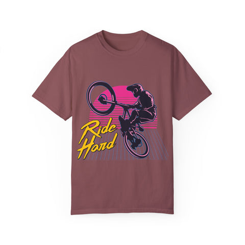 Ride Hard Unisex Garment-Dyed T-Shirt - Perfect for Cyclists & Outdoor Enthusiasts