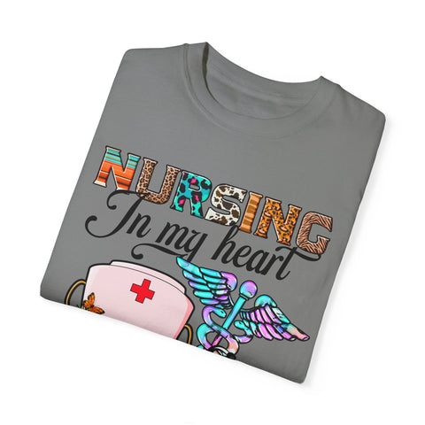 Nursing Heart T-Shirt - Unisex Garment-Dyed Tee for Healthcare Workers