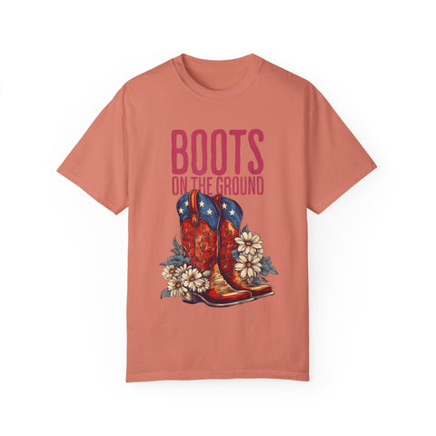 Vintage Western Boots Graphic T-Shirt - "Boots on the Ground"