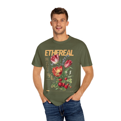 Ethereal Floral Unisex Garment-Dyed T-Shirt