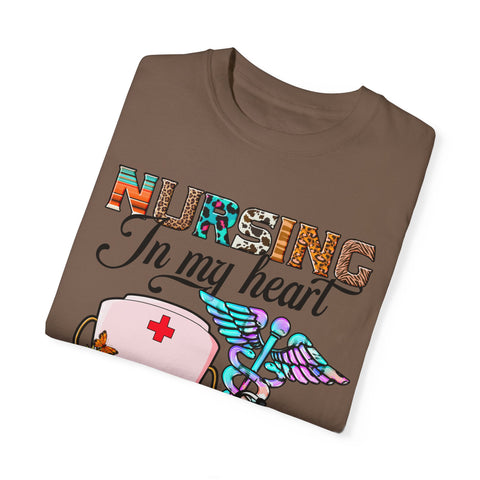Nursing Heart T-Shirt - Unisex Garment-Dyed Tee for Healthcare Workers