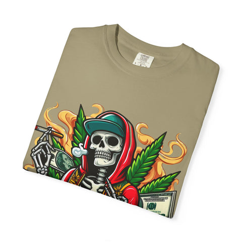 High AF Unisex Garment-Dyed T-Shirt – Bold Skeleton Design for Chill Vibes